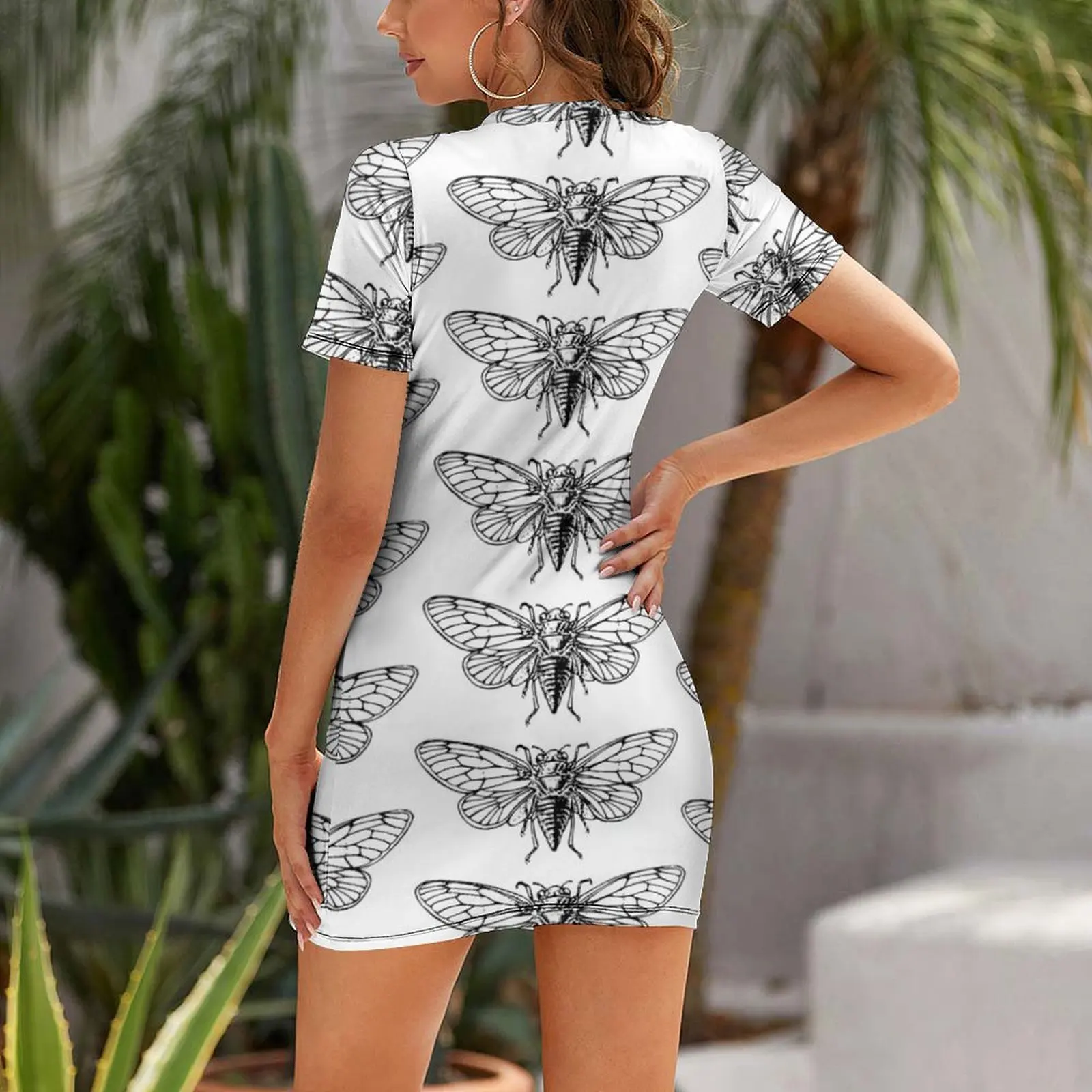 Vintage Cicada Drawing Short-S - Summer Clothing Drawing 评论和价格