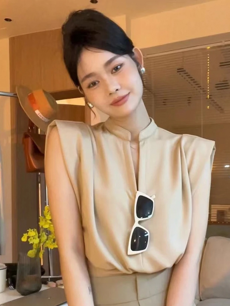 Retro Stand Collar Short Sleev - Summer Clothing Brands 评论和价格