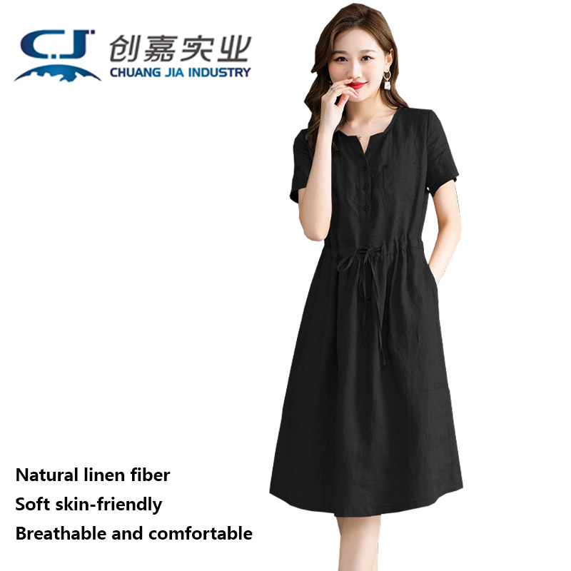 Pure Linen Women's Short-sleev - Summer Clothing Drawing 评论和价格