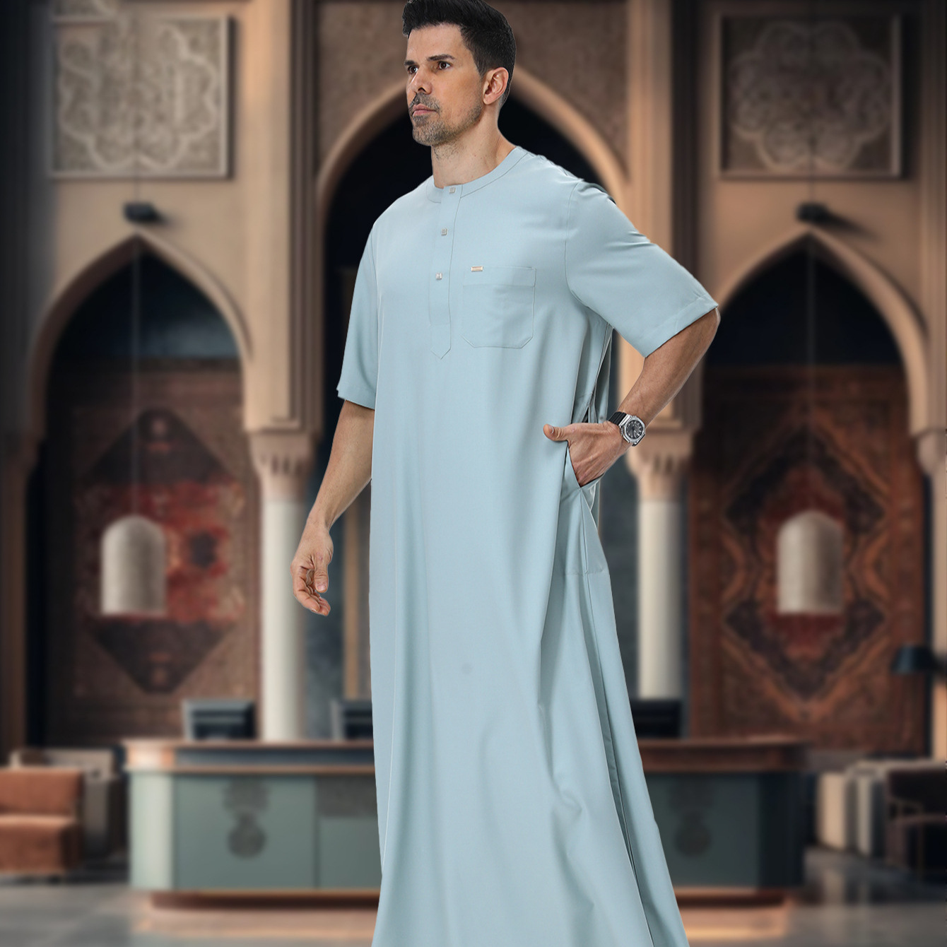 Muslim Men Abaya Kaftan Pakist - Summer Clothing Pakistan 评论和价格