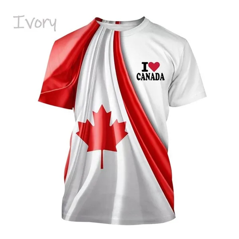 I Love Canada Flag Graphic T S - Summer Clothing Women Canada 评论和价格